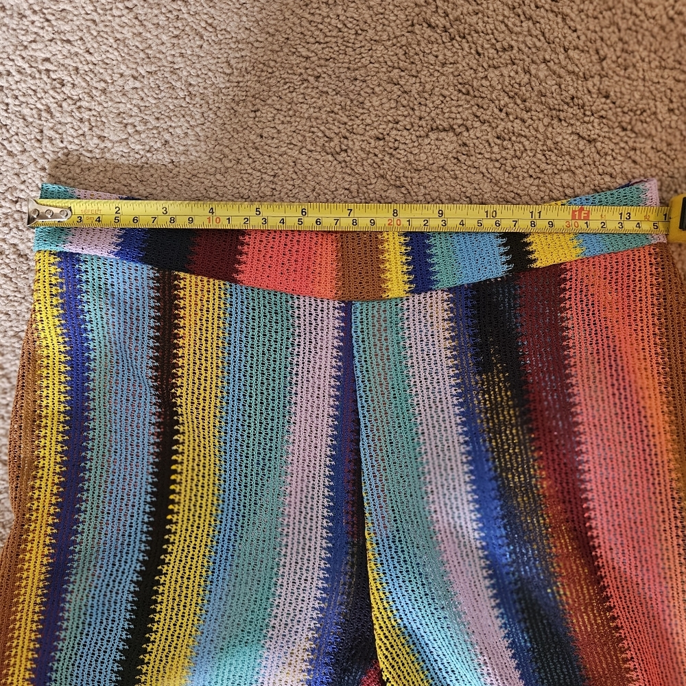 Goodtime USA Multicolor Striped Women's Flare Mesh Knit Pants. - Picture 8 of 8